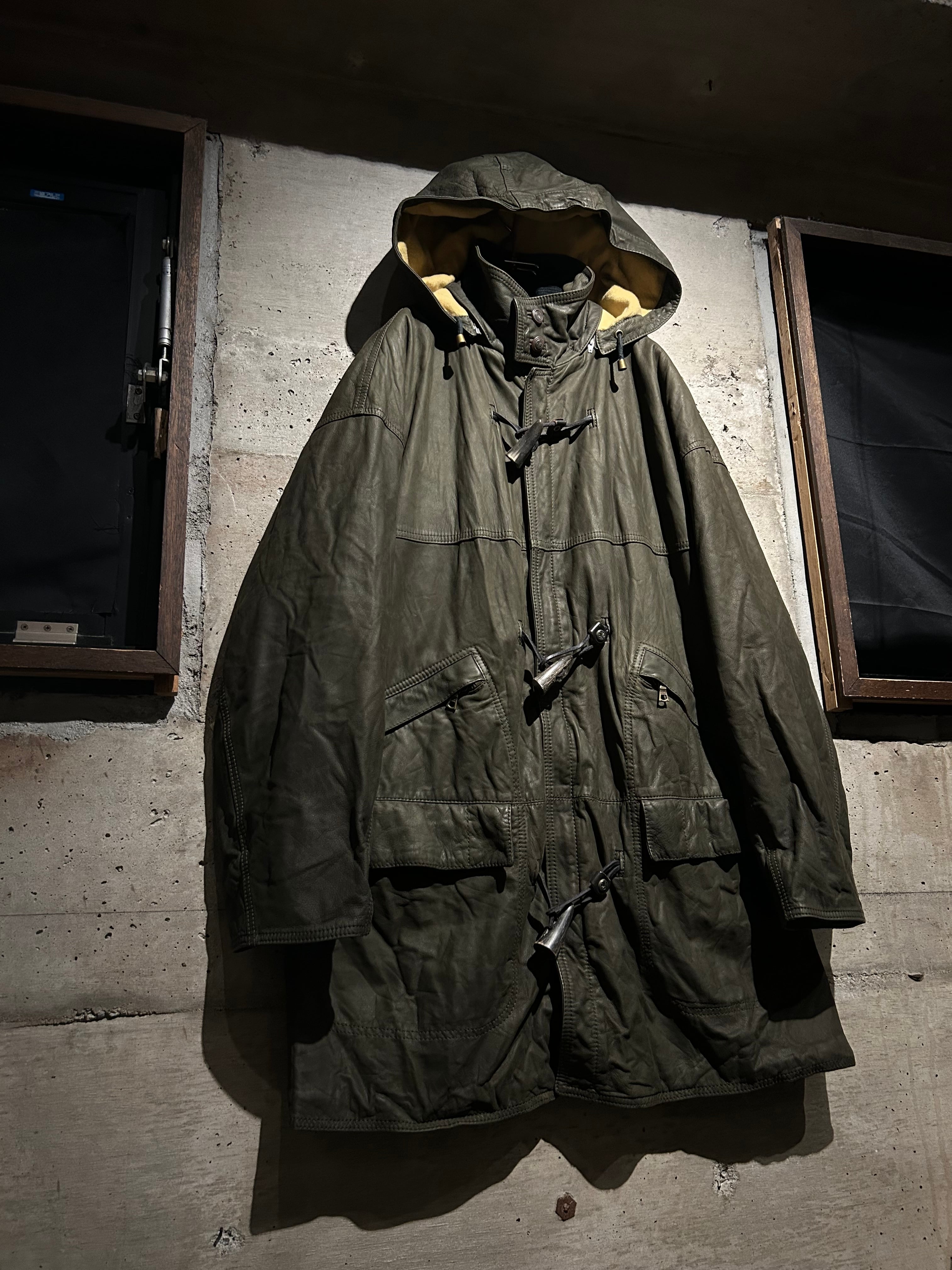 Rene プリマコート38 DM掲載品 Caka】80's〜90's“Ruffo” Hood Detachable Vintage Leather Duffle
