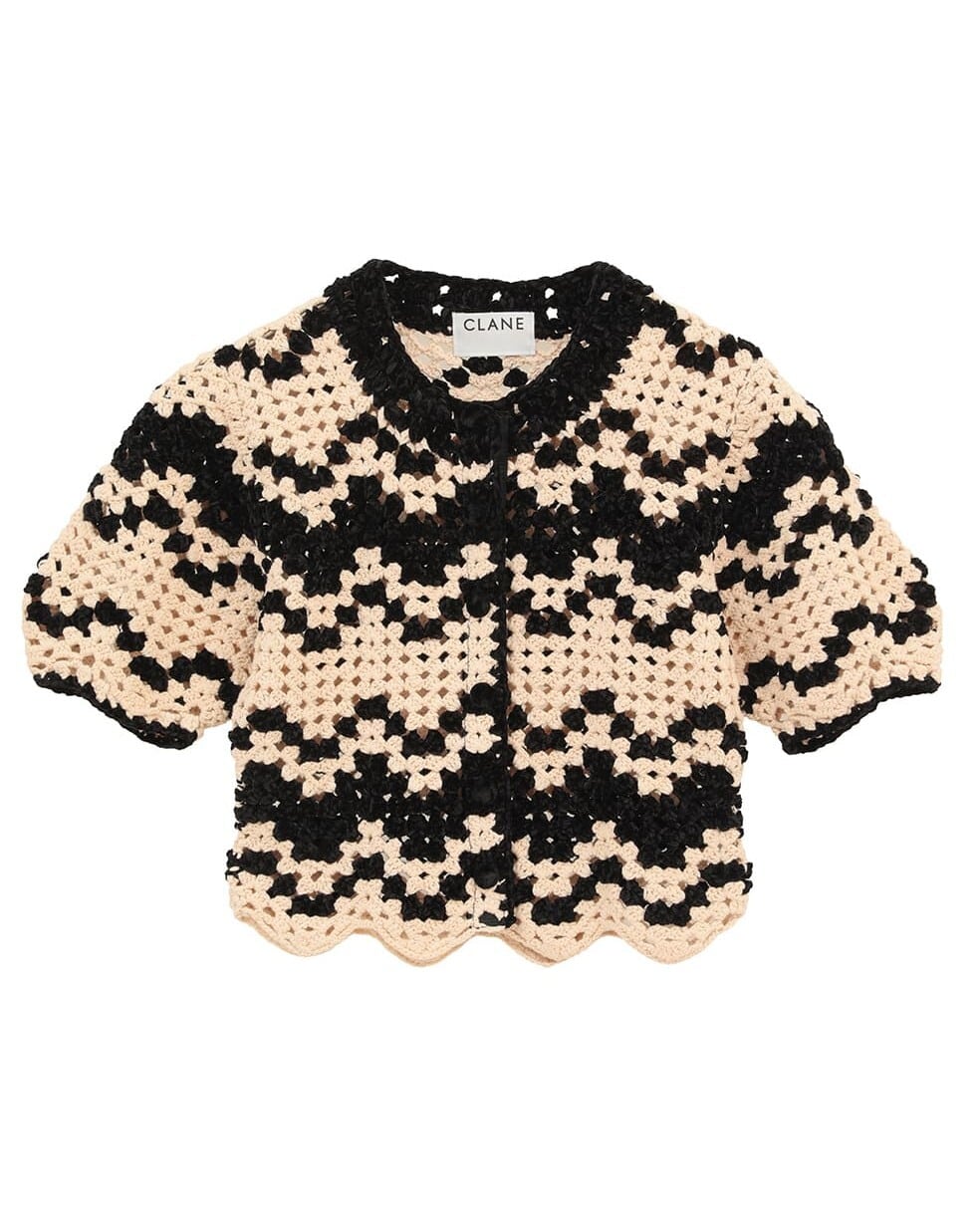 CLANE MIX COLOR KNIT TRENKER クラネ ニットトレンカ CLANE(クラネ) MALL BORDER HAND CROCHET KNIT CARDIGAN | サウス
