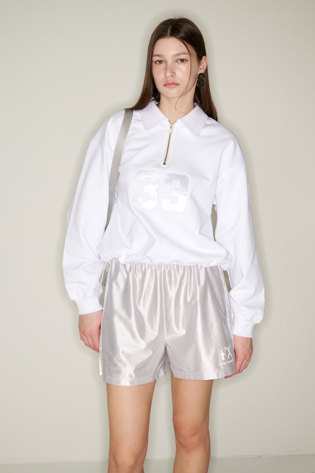 [The Sweat.] 33 APPLIQUE Half Zip-up Sweatshirt (WHITE) 正規品 韓国ブランド 韓国通販 韓国代行 韓国ファッション  日本 店舗