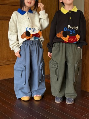 デカポケルーズカーゴパンツ（2色展開）KMAI｜ボトムス オーバーサイズ｜小学生 ジュニア対応｜通学 普段着｜韓国子供服｜男の子 女の子｜100-160cm｜2026秋服 ［取寄］