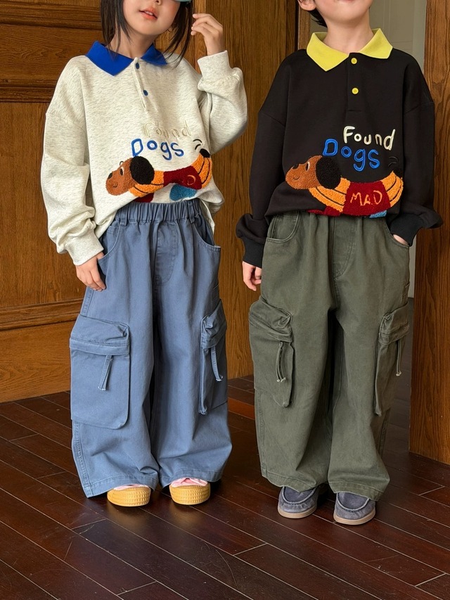 デカポケルーズカーゴパンツ（2色展開）KMAI｜ボトムス オーバーサイズ｜小学生 ジュニア対応｜通学 普段着｜韓国子供服｜男の子 女の子｜100-160cm｜2026秋服 ［取寄］