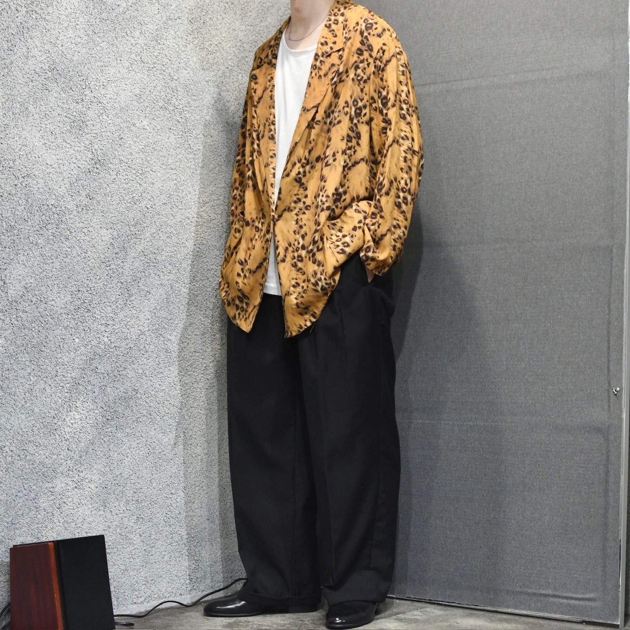 leopard pattern rayon easy tailored jacket