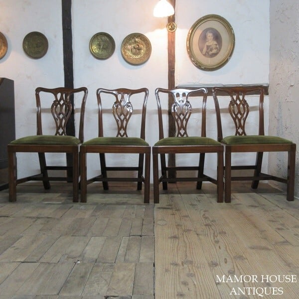 イギリス アンティーク 家具 ダイニングチェア 4脚セット 英国 4521e