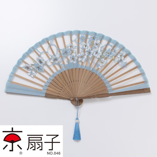 額透かし彫扇 紗月 わすれな草 水
