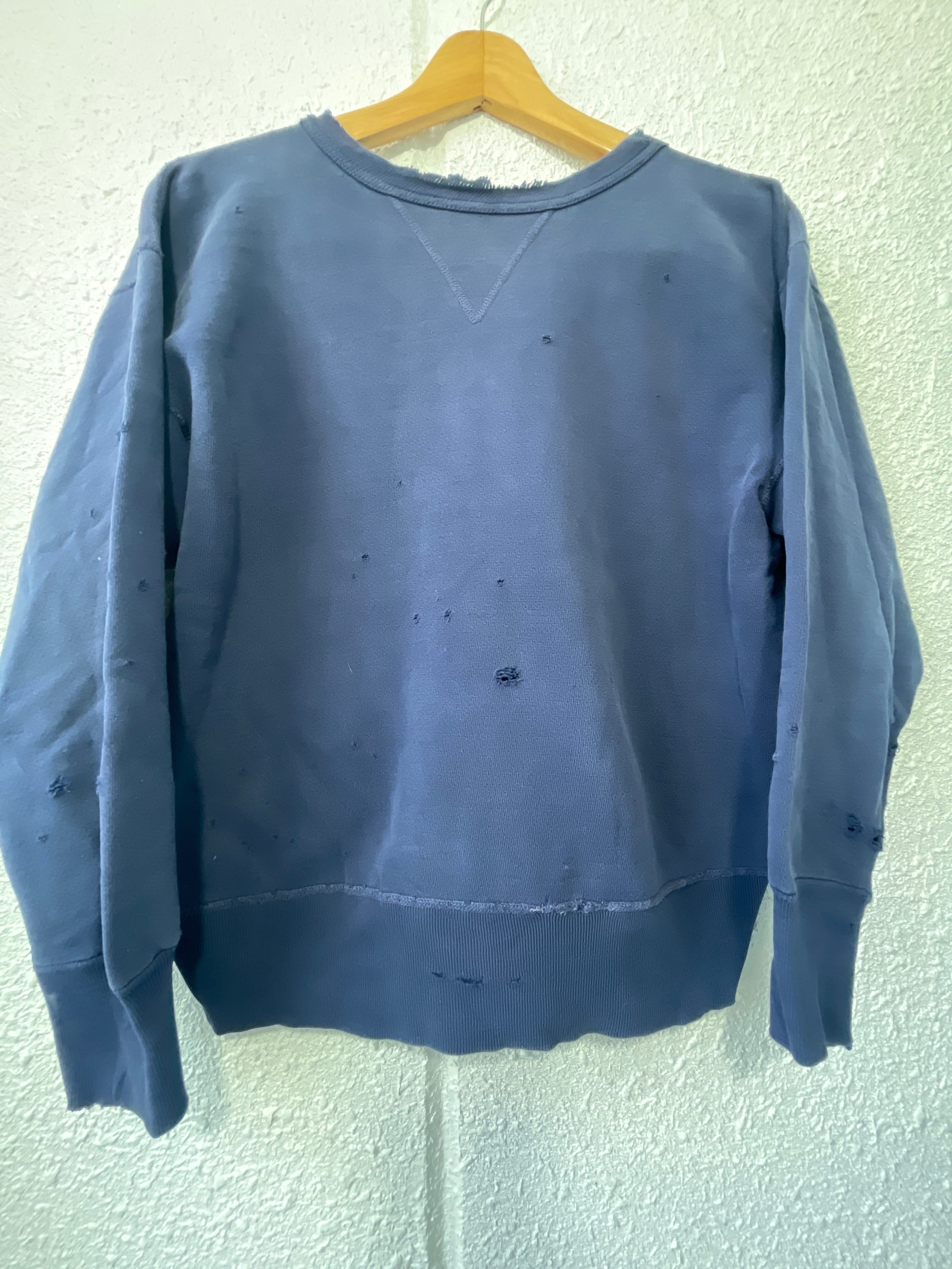 2142 L 紺 50s USA製 前V UNKNOWN SOLID SWEAT 50年代 ボロ