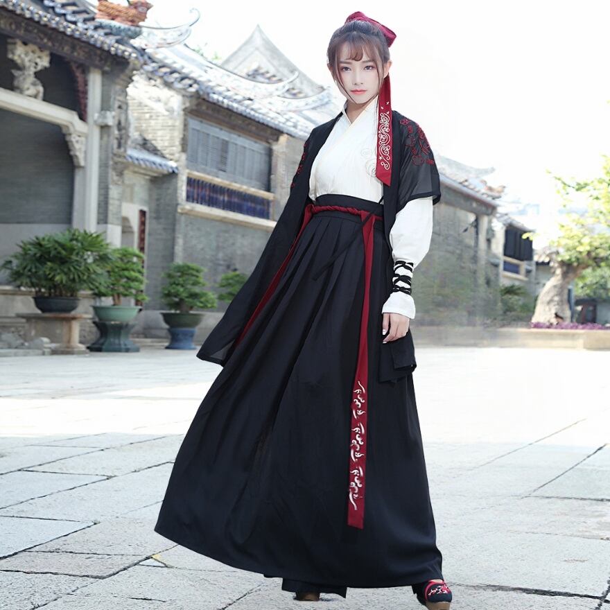 サブカル 服 地雷系 通販 スリーピース チャイナ服 漢服 刺繍 ユニセックス 民族衣装 羽織り 和装シャツ スカートチャイナ服