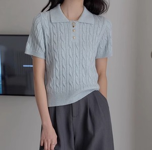 レディース トップス カットソー 半袖 角襟 細身 ストリート ニット ケーブルニット ストレッチ 伸縮性 大人可愛い きれいめ シンプル カジュアル 上品 おしゃれ レトロ こなれ感 ラフ クール モード系 フォーマル とろみ感 ヴィンテージ クラシカル ナチュラル 春 夏 秋 ママ マタニティ オフィス ビジネス OL 通勤 学生 学校 通学 デート お出かけ お泊まり アウトドア キャンプ リゾート 旅行 海 プール ビーチ ジム 公園 女子会 休日 バカンス ホテル ガーデン ショッピング コンサ