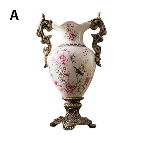 花瓶 フラワーポット ゴールド エレガント ゴージャス 花柄 ピンク ブルー ゴールド ホームインテリア