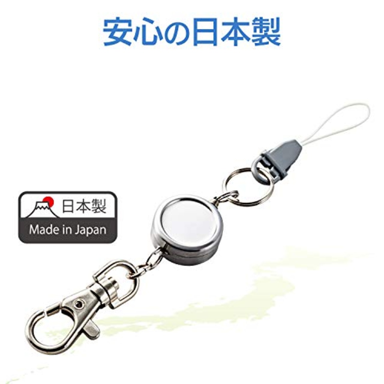 エレコム ストラップ コードリール 携帯 スマホ ワンタッチでカンタン着脱 [スマホ・パスケース・鍵などに最適] ケーブル長 50cm シルバー P-STCCSV