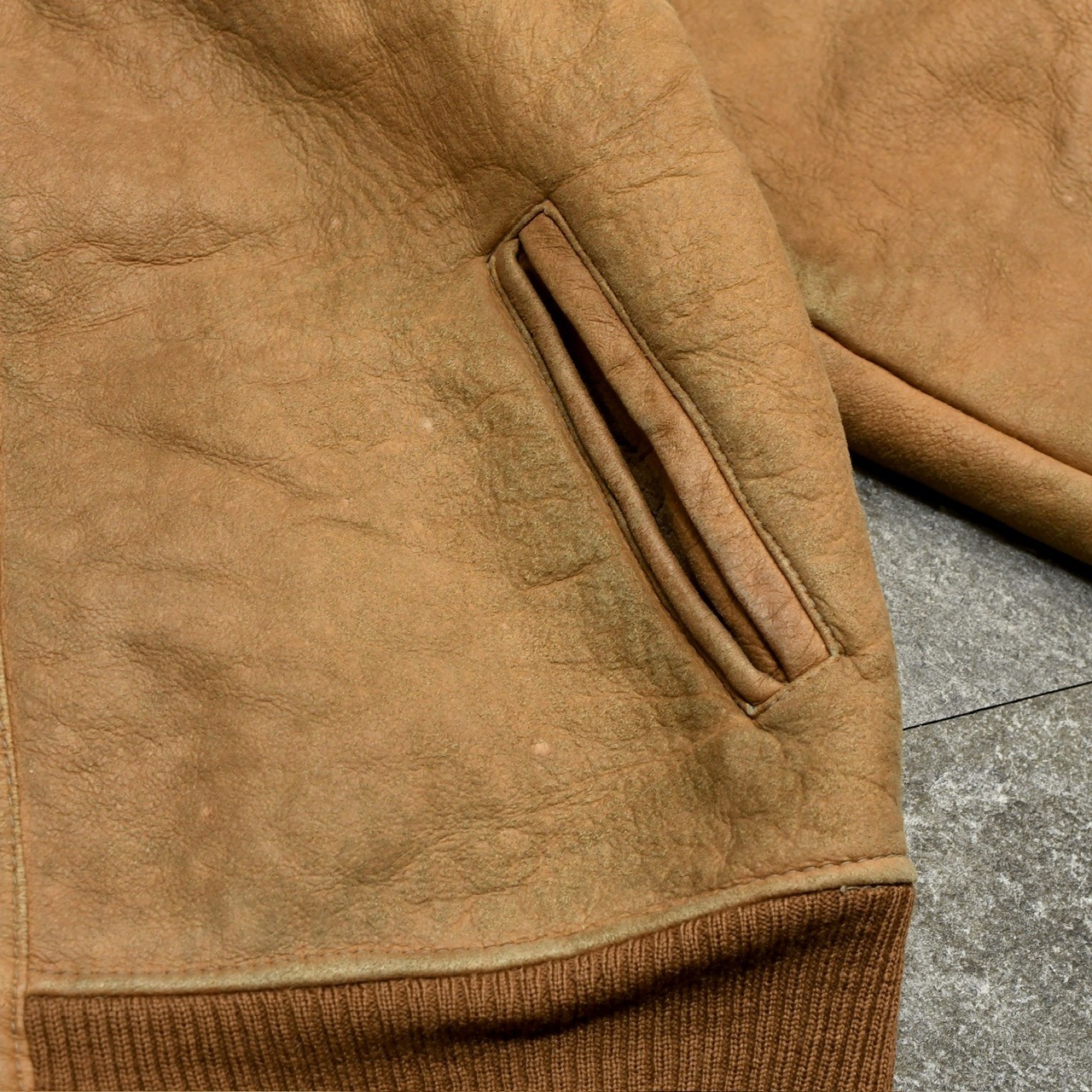 brown mouton leather jacket