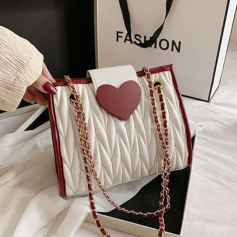 中国のバレンタインデー限定バレンタインデーの小さなバッグ女性2020新しいトレンディなファッションチェーンメッセンジャーバッグネット赤テクスチャ小さな正方形のバッグ Tiancai_Wing_Bag1815889