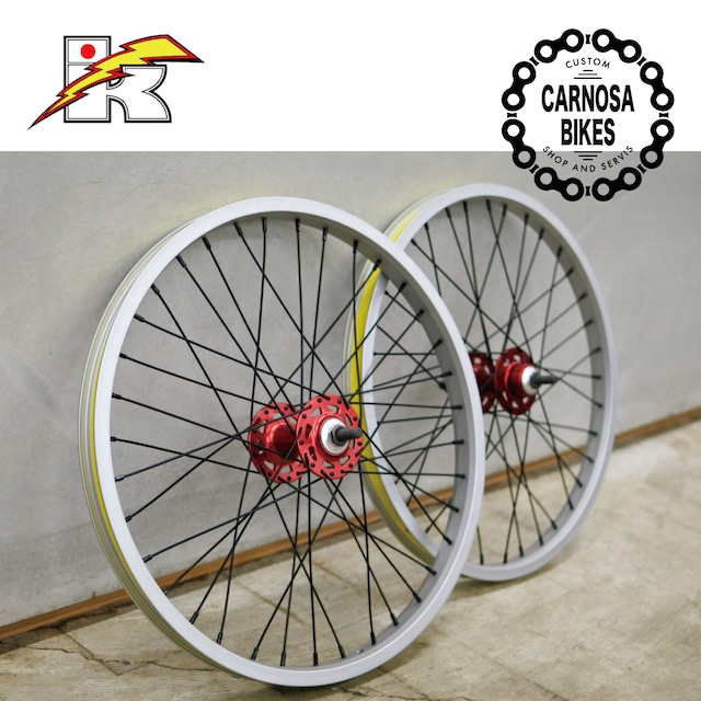 【KUWAHARA】BMX Complete Wheel Set [BMXコンプリートホイールセット] 20インチ Silver/Red Hub