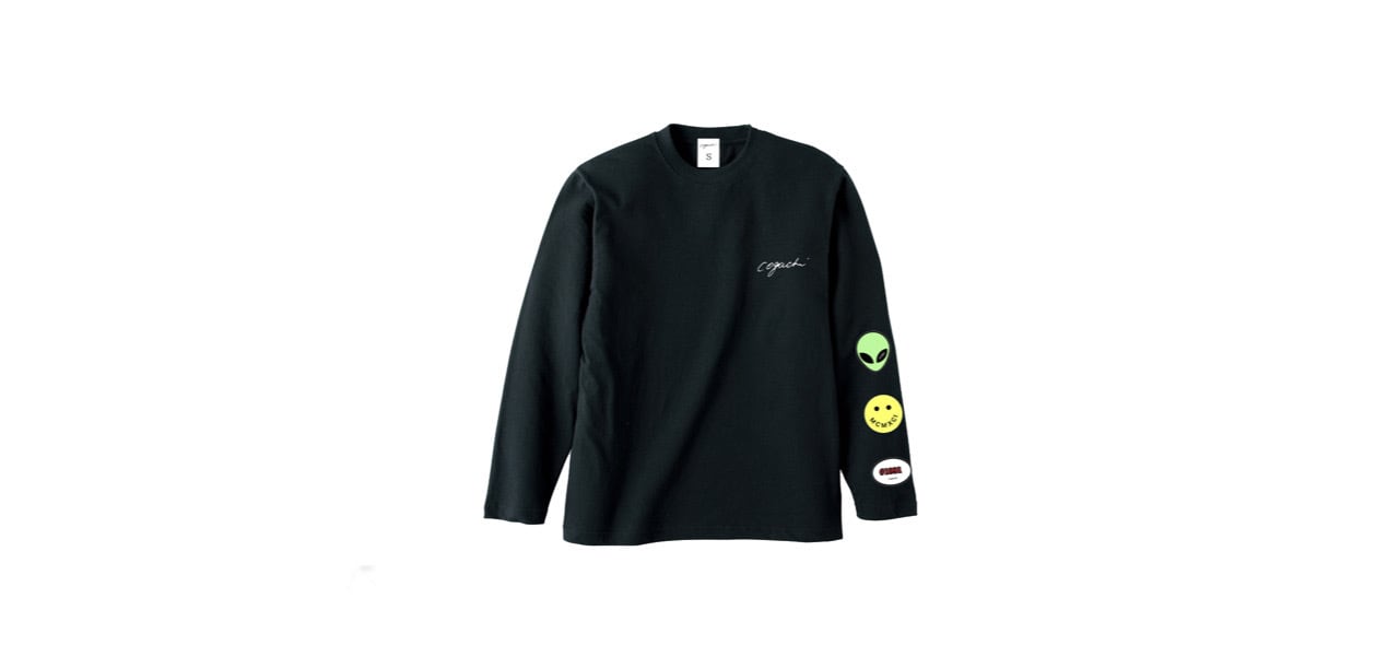 coguchi happy graphic long T-shirts (BLK)