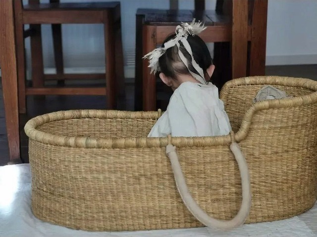 Moses Basket [ Hooded / Natural+Beige ] / Hippo + Birds [ボルガ クーファン おしゃれ ボルガクーファン ]
