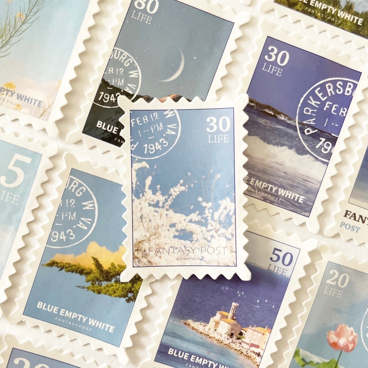 切手フレークシール 【ブルー】 | alittlemini