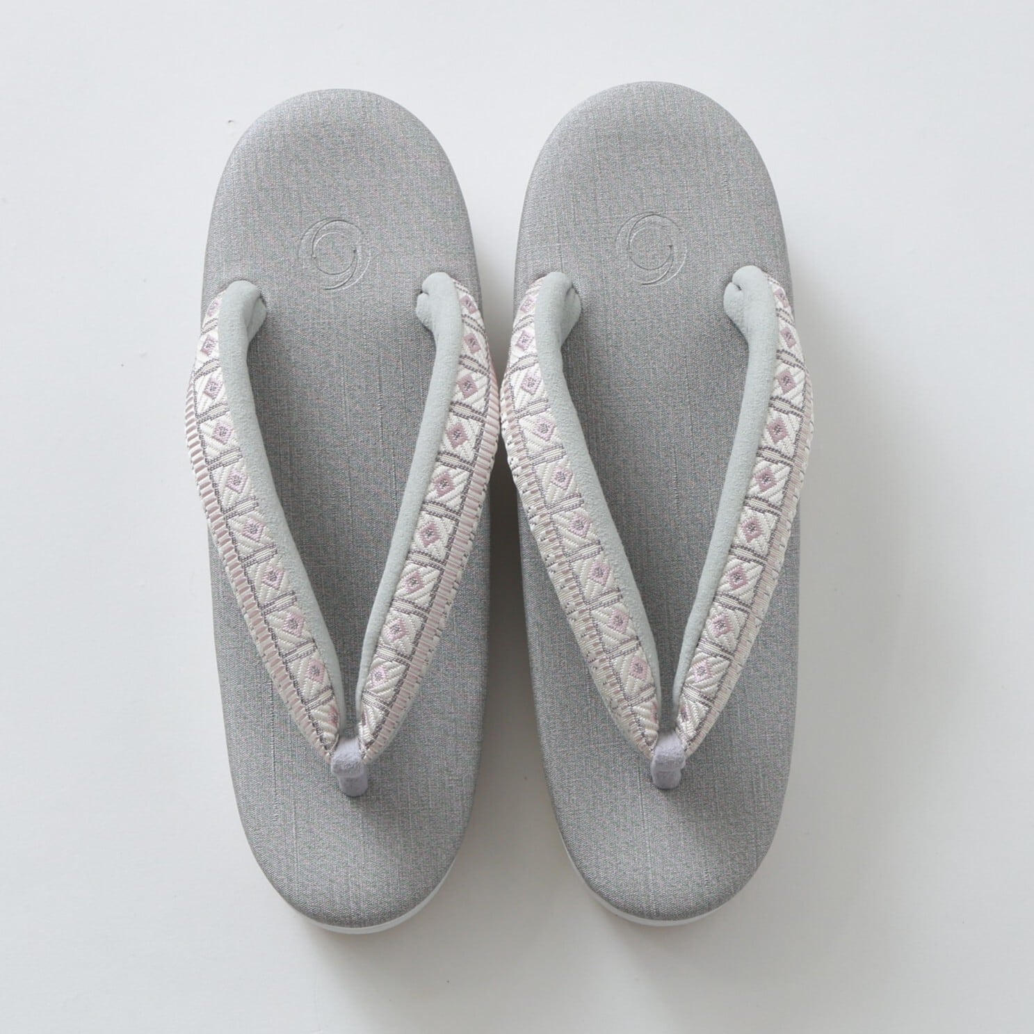 .菱屋カレンブロッソ×OKANO カフェ草履 :グレー×ピンク レディースS