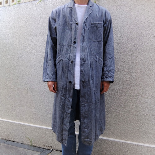 Euro Vintage 50's~ Black Chambray WorkCoat／ユーロ ヴィンテージ 50年代~ ブラックシャンブレー ワークコート