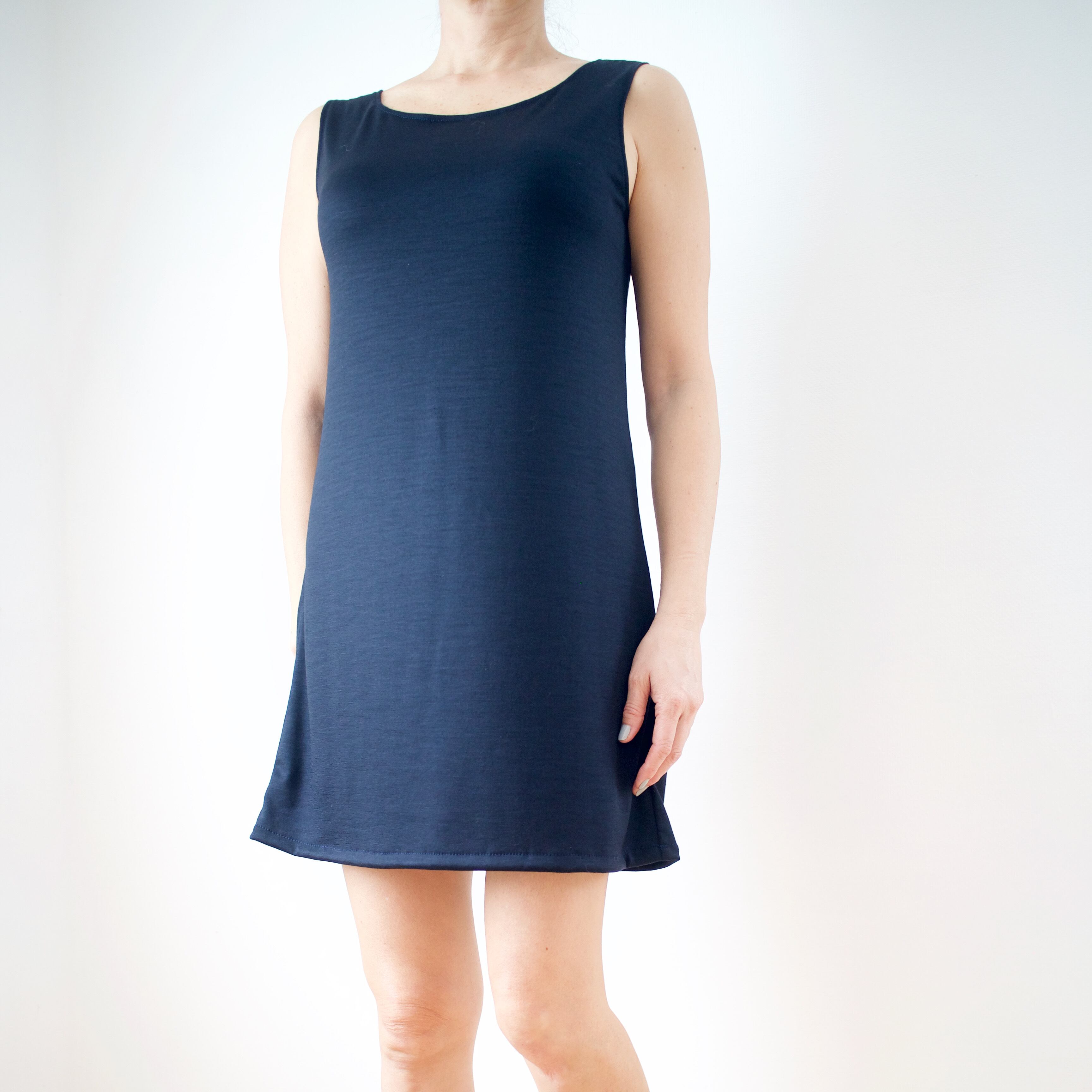 メリノウール <ノースリーブワンピース> ダークネイビー (80cm丈/90cm丈)