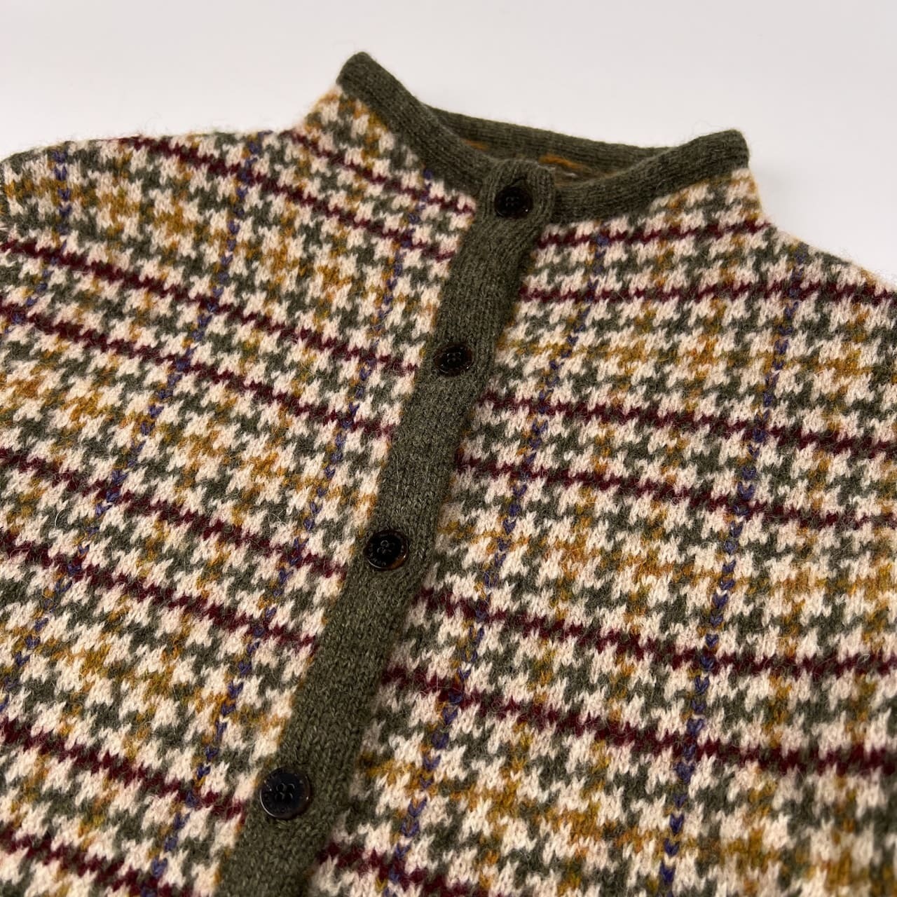 Mademoiselle NON NON マドモアゼルノンノン マルチ チェック ウールニット ハイネック カーディガン ジャケット サイズ M /レディース