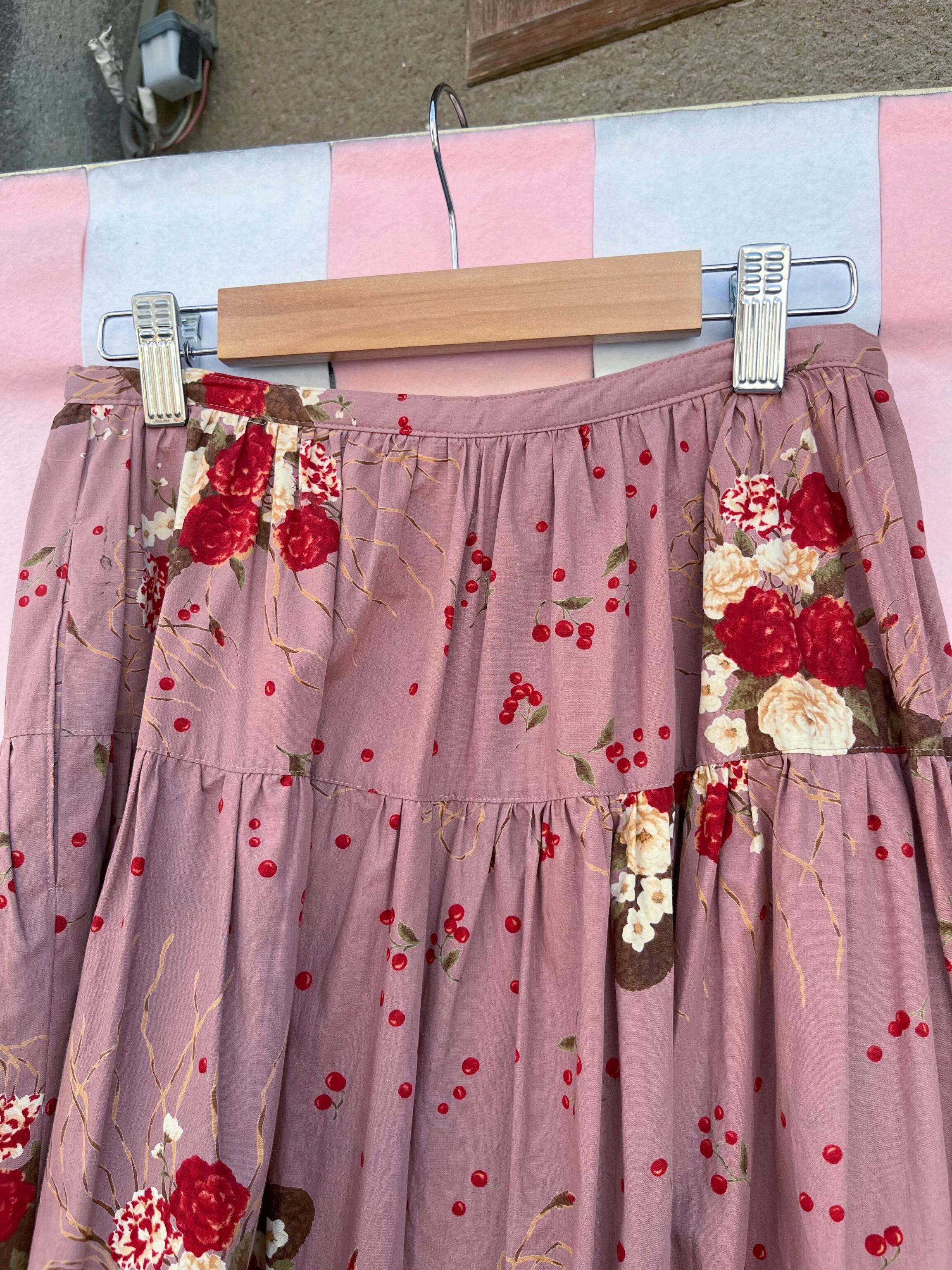 KETTY / pink purple flower tiered skirt