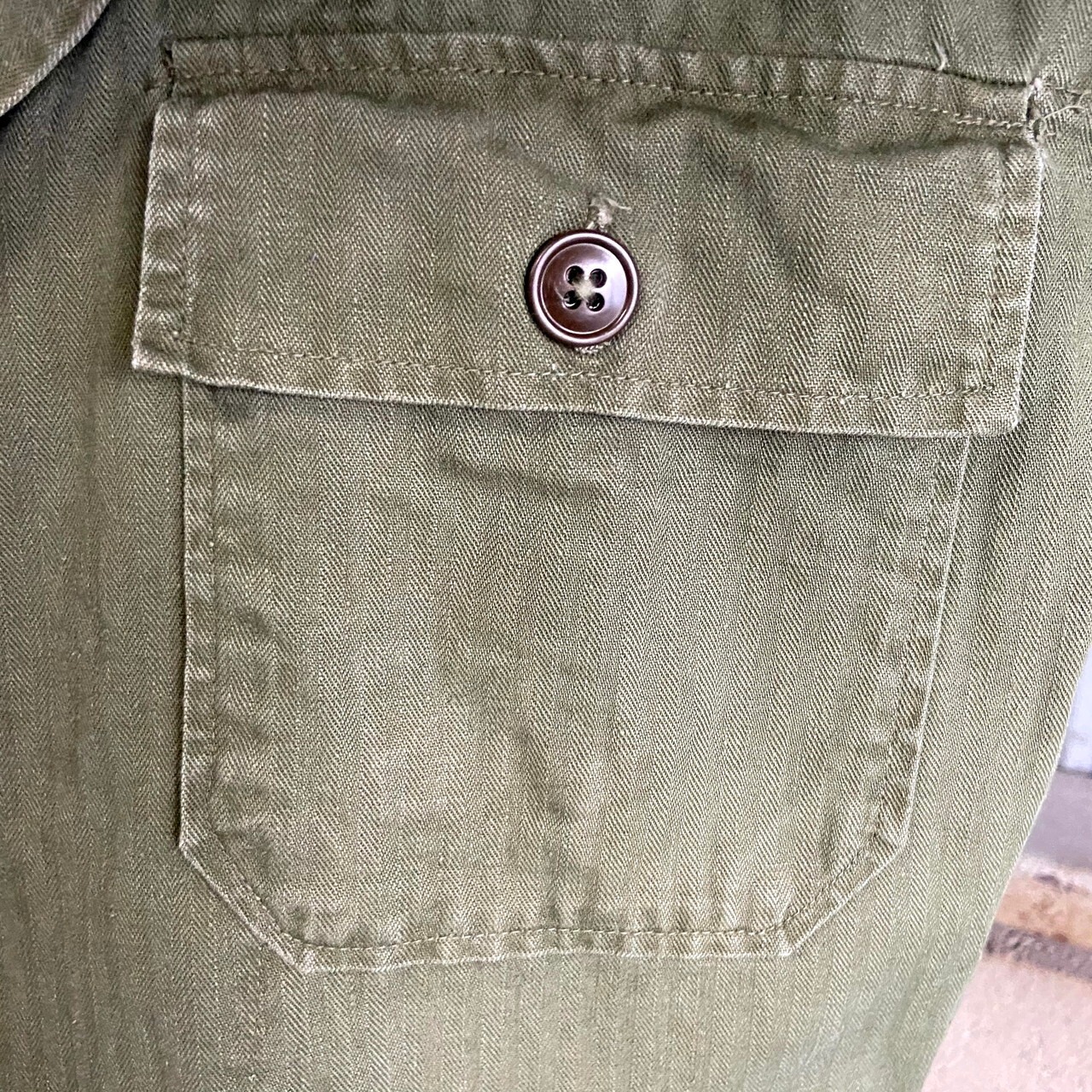 40〜50年代 U.S.ARMY 米軍実品 M-47 HBT ユーティリティシャツ SMALL 