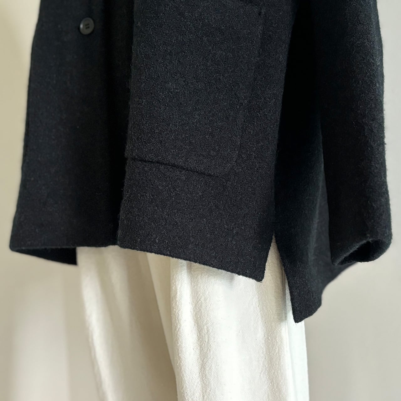 press wool no collar jacket プレスウールノーカラージャケット evam