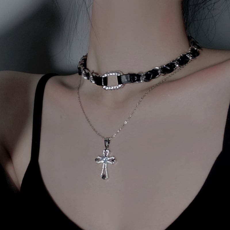 国内発送 ゴスロリチョーカー ネックレス 十字架