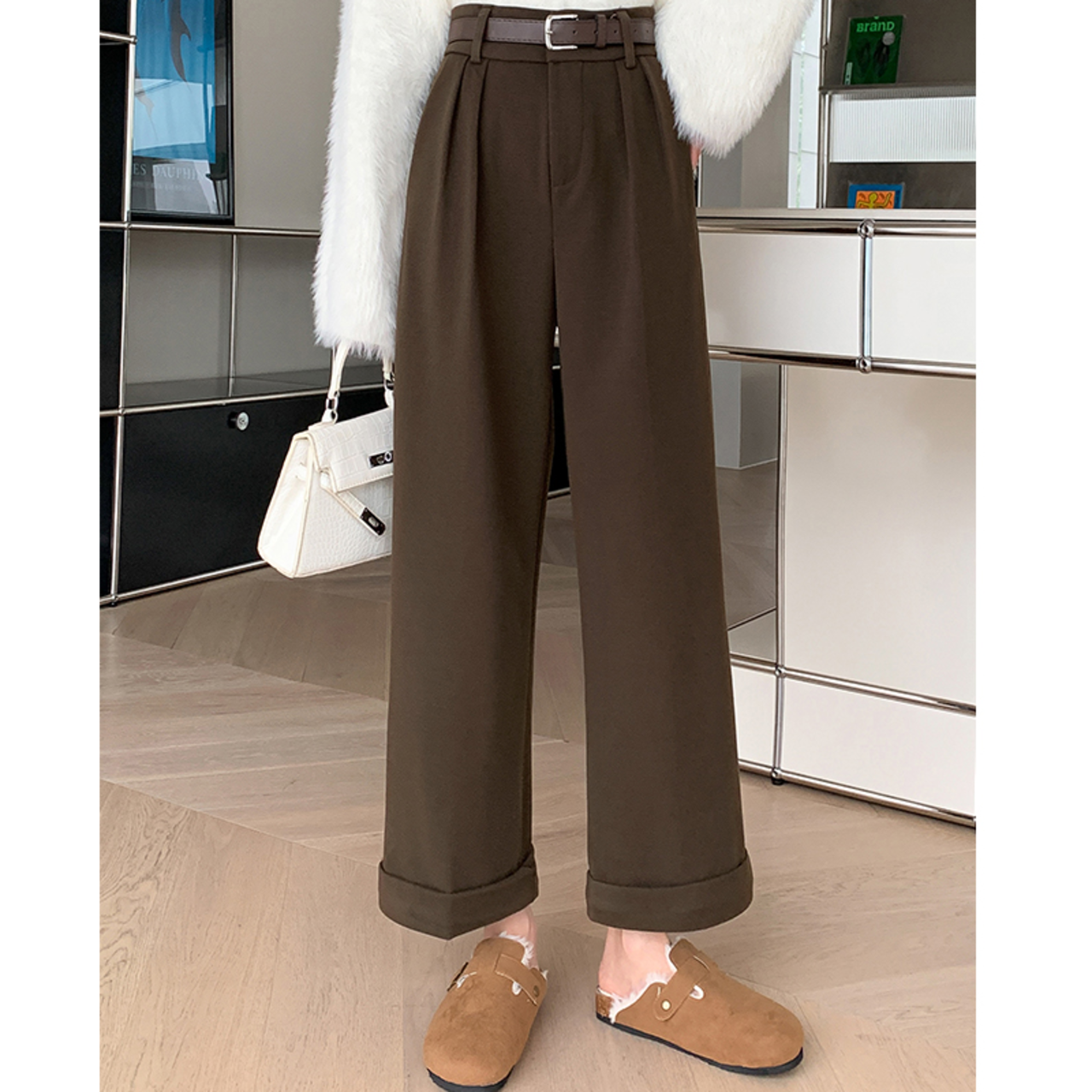 ワイドクロップドスーツパンツ 3color W01057