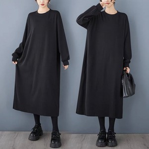 ミモレ丈リブワンピース　D00076