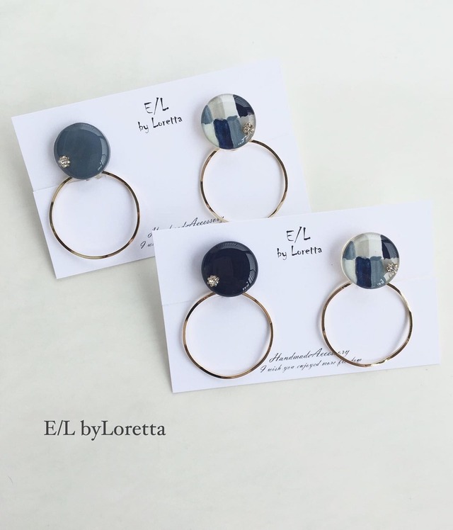 (全2色)2way Mix color hoop pierce/earring