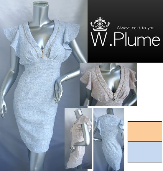 W.Plume　ダブルプルーム　キャバドレス　キャバワンピース　スカーフ柄