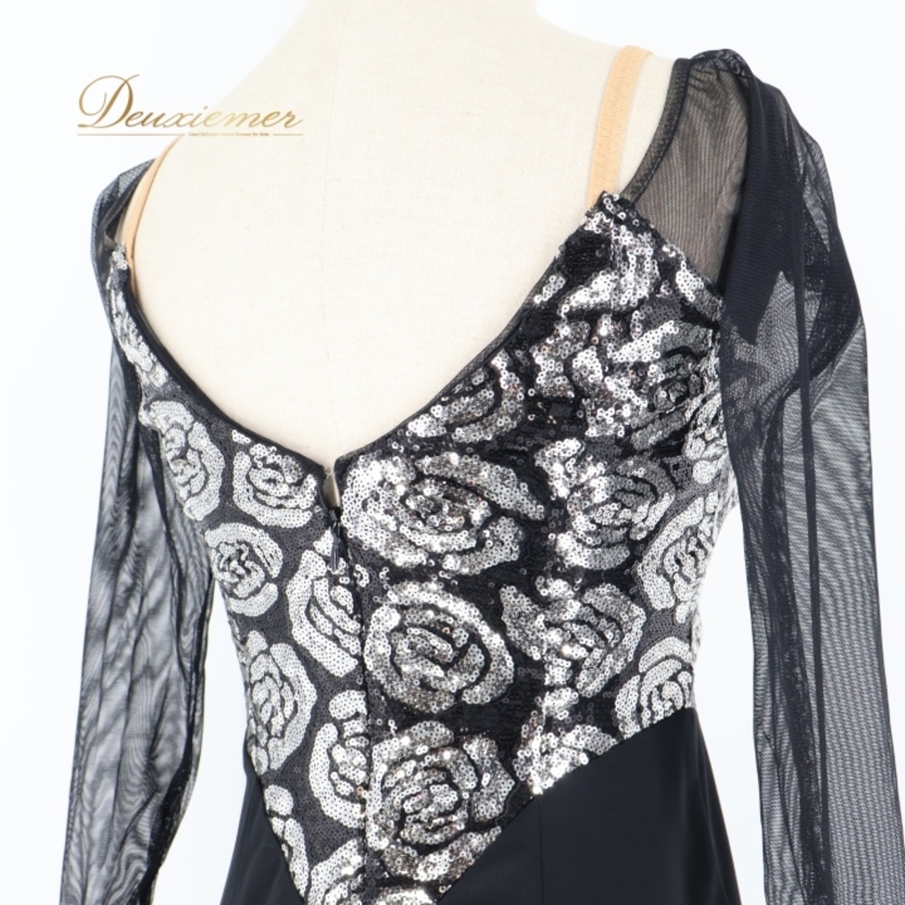 社交ダンス 衣装 セキネ SEKINE ラテン ドレス ワンピース 黒 シルバー フリル パーティ 発表会 軽い スパンコール デモ 競技 ダンス 日本製 ブラック系 シルバー系 ラテン用 衣装 発表会用 フリルデザイン スパンコール付き おしゃれダンスドレス レディースドレス 軽量 舞台衣装 ブラックドレス シルバーデザイン 7号