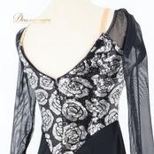 社交ダンス 衣装 セキネ SEKINE ラテン ドレス ワンピース 黒 シルバー フリル パーティ 発表会 軽い スパンコール デモ 競技 ダンス 日本製 ブラック系 シルバー系 ラテン用 衣装 発表会用 フリルデザイン スパンコール付き おしゃれダンスドレス レディースドレス 軽量 舞台衣装 ブラックドレス シルバーデザイン 7号