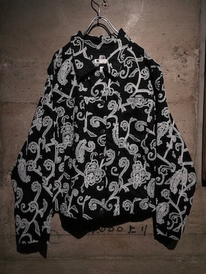【Caka】Botanical Embroidery Loose Linen Tracker Jacket