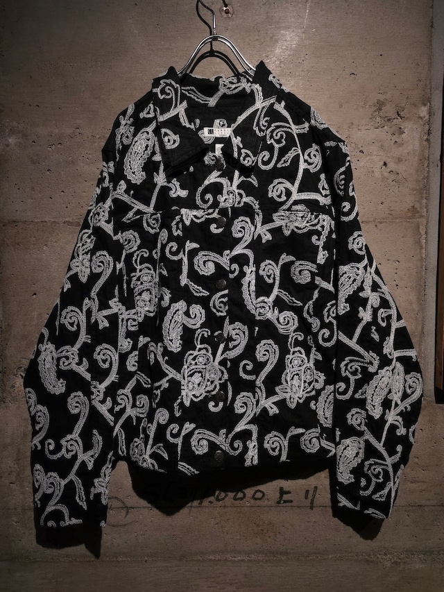 【Caka】Botanical Embroidery Loose Linen Tracker Jacket