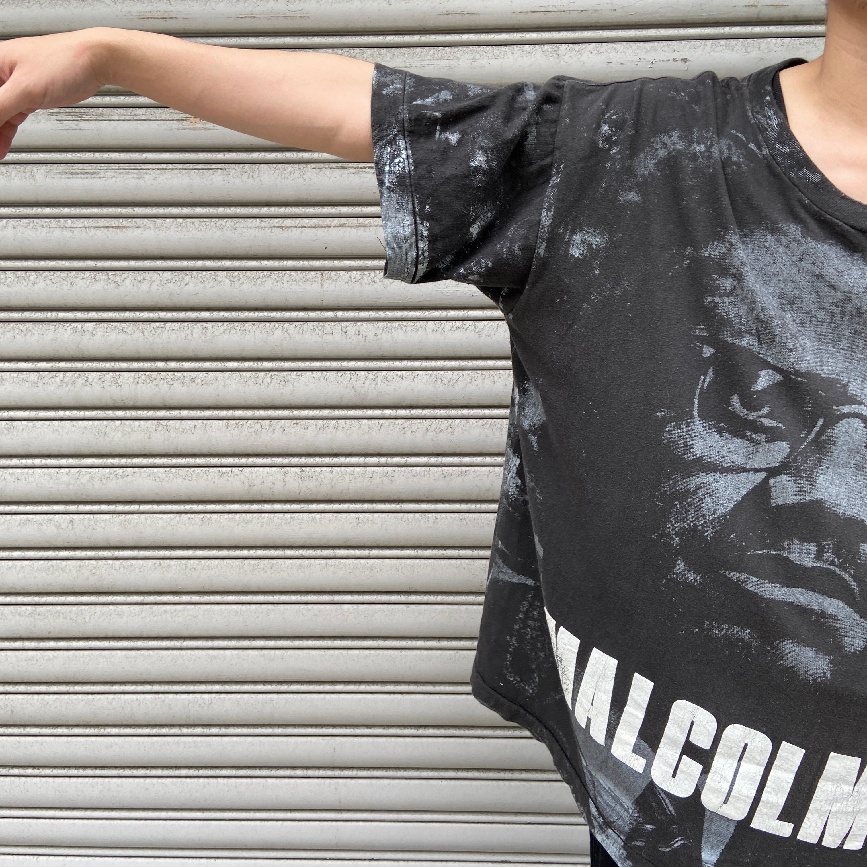 90s MalcomXマルコムエックス 総柄Tシャツ L ブラックヒストリー