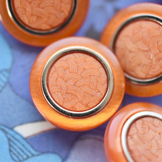 フランス シルバーリング×編み込み風オレンジ 17㎜