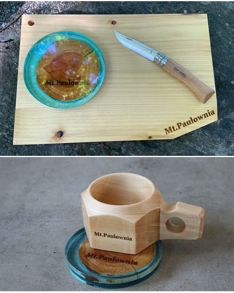 Mt.Paulownia(マウントポローニア) WOOD&RESIN COASTER ウッドアンド