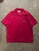 Tommy Bahama シルク100% オープンカラー 半袖シャツ L ワインレッド