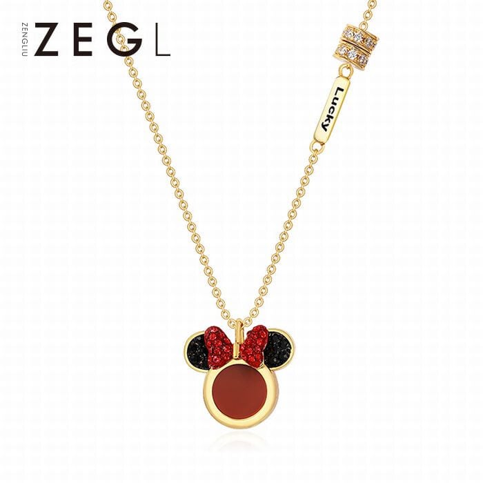 【ZEGL】ネックレス Disney ディズニー ミニーマウス MINNIE ミニー ペンダント レディース クロスチェーン コラボ 合金 メッキ  クリスタル アクセサリー (DTC-606635275762) |