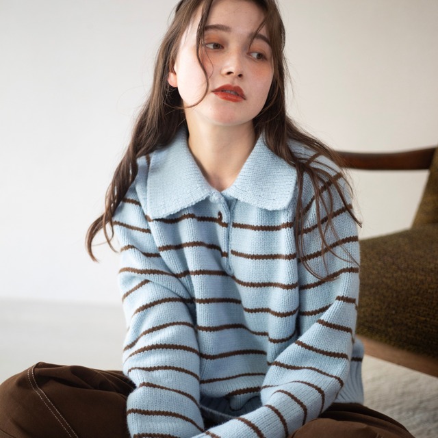 border polo collar knit