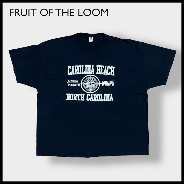 【FRUIT OF THE LOOM】4XL 超ビッグサイズ CAROLINA BEACH  ロゴ プリント Tシャツ 半袖 黒t ノースカロライナ US古着