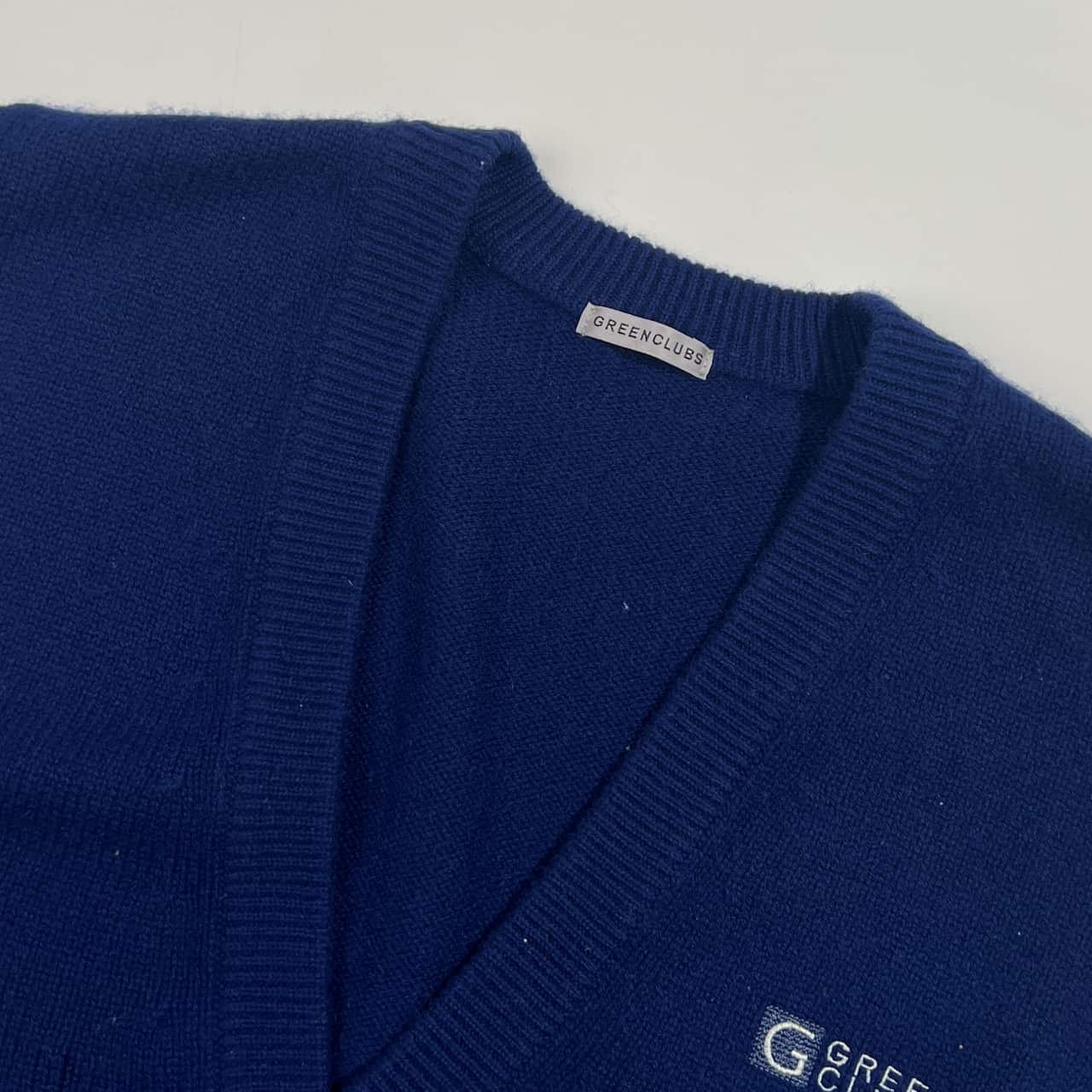 カシミヤ100% GREENCLUBS グリーンクラブ 前開き ニット ベスト 3/ネイビー メンズ