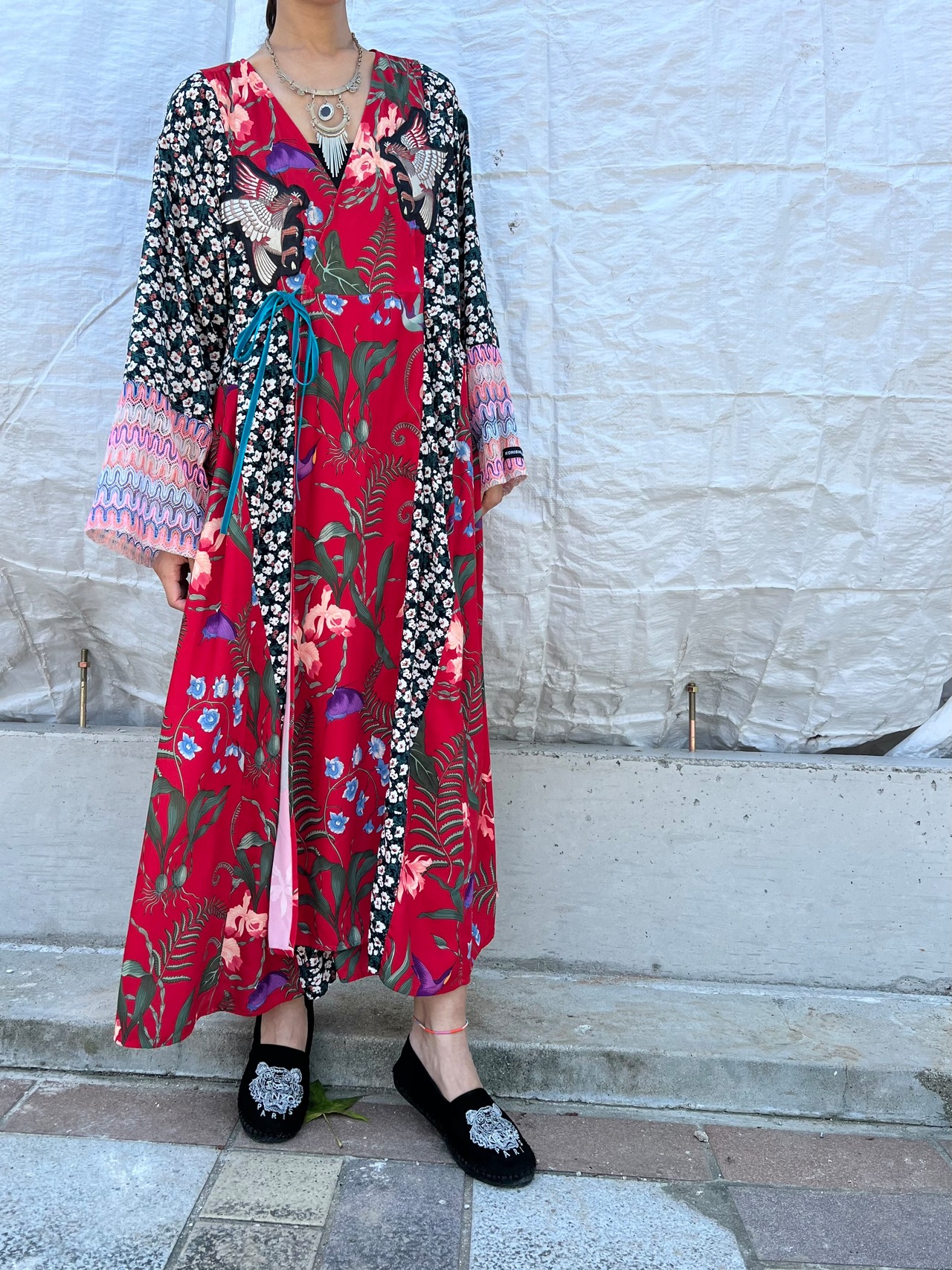 【KOH ISHIGURO】Floral and embroidery docking "haori" - 2