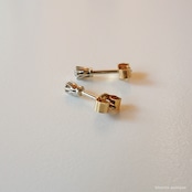 アンティークジュエリー 9ctゴールド 天然ダイヤモンド ピアス(鑑別書付)