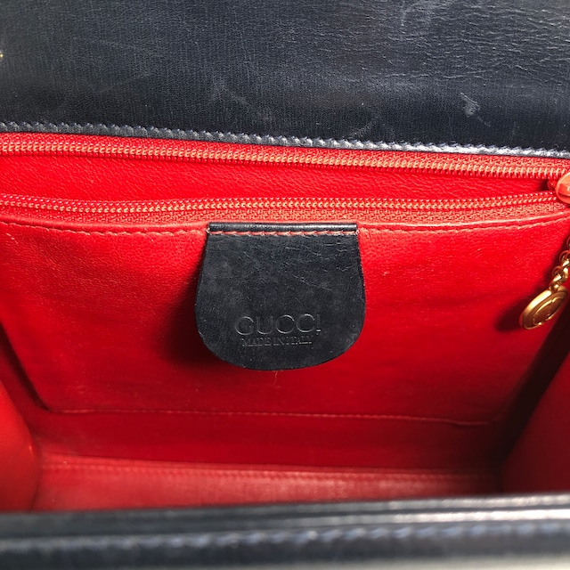 GUCCI グッチ ハンドバッグ ネイビー レディロック レザー 000・2110・0211 2WAY vintage ヴィンテージ オールド 5yyupi