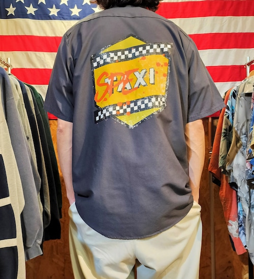 Used 半袖シャツ◆L REDKAP 半袖ワークシャツ TAXI グレー◆USA古着　ヴィンテージ