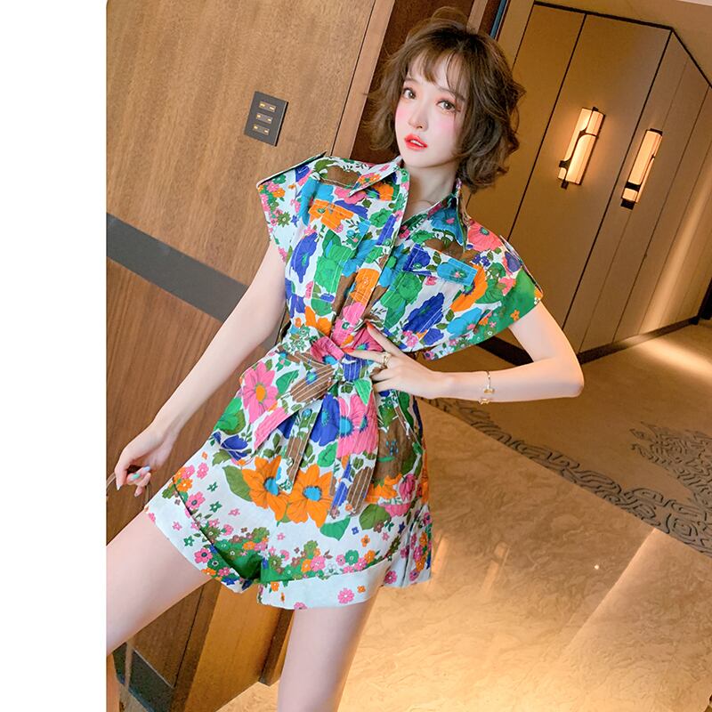 プリントウェスト薄手ワンピースショーツ スプリング 春物 ブルマー MIUCO18448151911