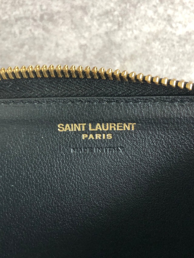 Yves Saint Laurent イヴ・サンローラン 財布 ブラック YSL レザー クロコ型押し コインケース vintage ヴィンテージ オールド 3ra84p