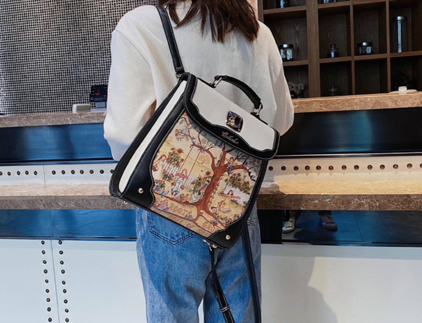 韓国✨完売『FILA×ティニピン』ハチュピン総柄 2WAYリュック&ショルダー②